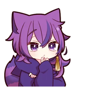 🤔 Anime, Manga, Personnage, Kawaii, Mignon, Violet, Oreilles d'animaux telegram sticker