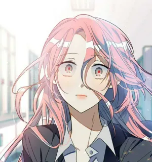 😳 anime girl, pink hair, cartoon, manga, character, portrait telegram sticker