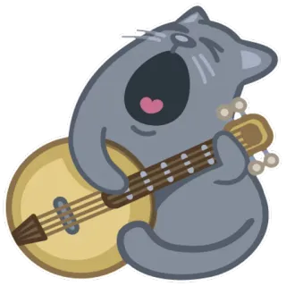 😁 gato, banjo, música, animal, instrumento, canto telegram sticker
