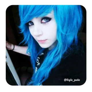 🦋 @Sigilo_packs femme, cheveux bleus, portrait, emo, gothique whatsapp sticker