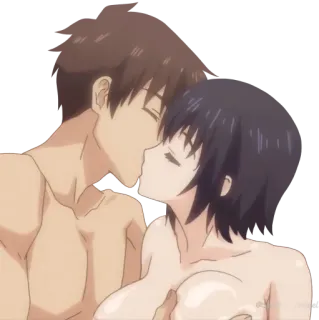 💋 anime, couple, kiss, romance whatsapp sticker