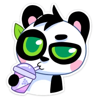🍹 Panda, Dessin animé, Mignon, Animal, Sticker, Bubble Tea telegram sticker