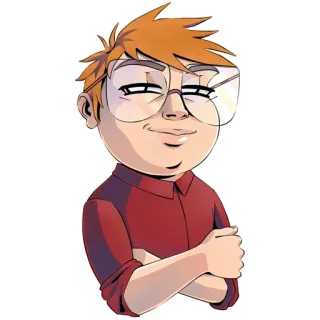 🙂 dessin animé, homme, lunettes, illustration whatsapp sticker