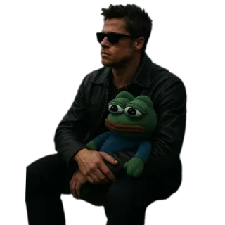 😎 Pepe the Frog pepe the frog, meme, meme da internet, brad pitt, boneca telegram sticker