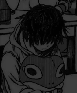 🖤 Anime, Manga, Personaggio, Disegno, Arte, Triste, Rana telegram sticker