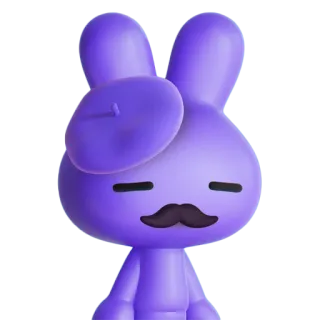 🐰 coelho, artista, boina, roxo, desenho animado, coelhinho, personagem telegram sticker