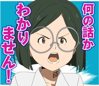 🙄 何の話か分かりません! anime, mulher, chocada, expressão, japonês, texto, confusa whatsapp sticker