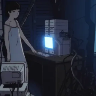 💻 Lain Iwakura Serial Experiments Lain anime, cyberpunk, girl, computer, technology, serial experiments lain telegram sticker