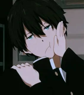 📜 anime, boy, cartoon, hyouka, sad telegram sticker
