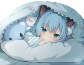 💤 Anime, Cô gái, Dễ thương, Chăn, Neko telegram sticker