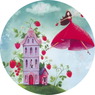 🍓 prinzessin, erdbeere, haus, märchen, skurril, fantasie telegram sticker