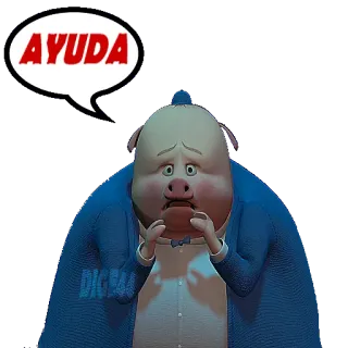 🆘 AYUDA หมู, ช่วยเหลือ, การ์ตูน, สัตว์, คำพูด telegram sticker