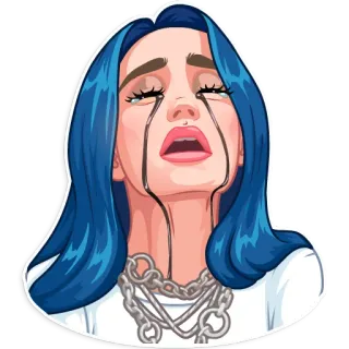 😭 Billie Eilish Billie Eilish, piosenkarka, płacz, kreskówka telegram sticker