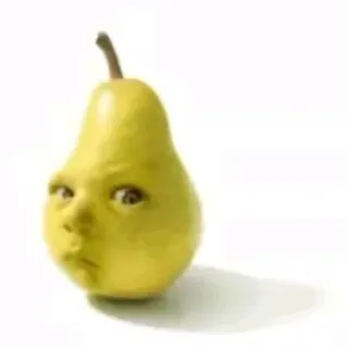 🍐 pear, fruit, human face, funny, weird, surreal, unusual whatsapp sticker