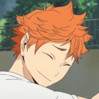 🧡 Hinata Shoyo Haikyu!! ฮินาตะ โชโย, ไฮคิว!!, อนิเมะ, ตัวละคร, ยิ้ม, ผมสีส้ม whatsapp sticker