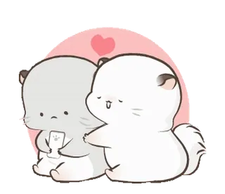 ❤️ imut, kucing, cinta, hati, kartun, kawaii, stiker telegram sticker