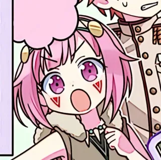 🪸 Anime, Cartone animato, Carino, Capelli rosa, Bambino, Occhi, Faccia telegram sticker