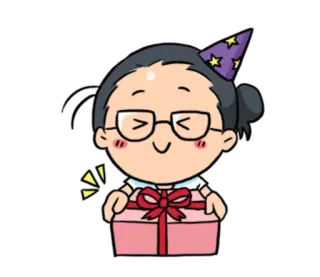 🎁 生日, 派对, 礼物, 卡通, 庆祝, 女人, 插图 telegram sticker