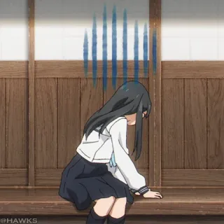 🎐 Anime, Triste, Ragazza, Seduta, Uniforme scolastica telegram sticker