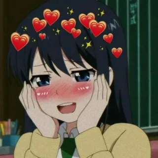 🤗 Anime, Cuori, Cartone animato, Carino, Arrossire, Studentessa, Amore, Kawaii telegram sticker