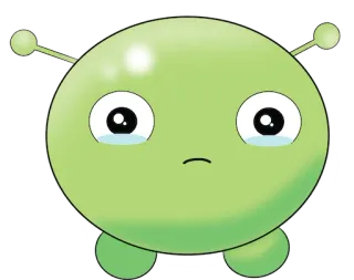 😢 绿色, 可爱, 伤心, 外星人, 哭泣, 圆形 telegram sticker
