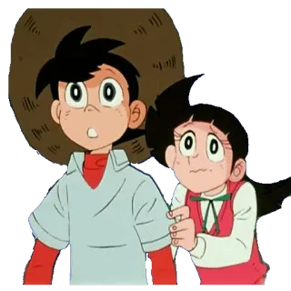 😖 dessin animé, animé, personnages, garçon, fille, animation whatsapp sticker