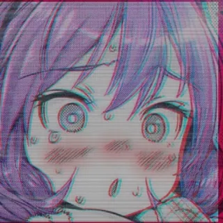 😳 Anime, Mädchen, verängstigt, Kawaii, lila Haare telegram sticker