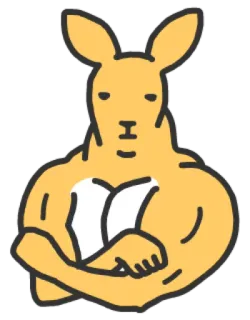 💪 Känguru, Muskel, Stark, Tier, Cartoon telegram sticker