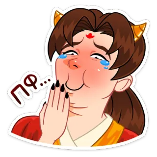 😂 пр... cartoon, character, crying, horns, eastern telegram sticker