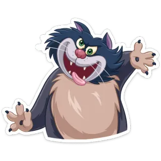 😛 chat, dessin animé, animal, autocollant, drôle, joyeux telegram sticker