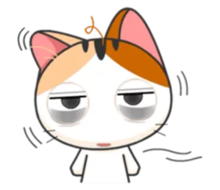 😨 고양이, 만화, 피곤한, 지친, 졸린, 애니메이션 telegram sticker