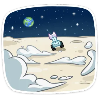😔 космос, луна, земля, ракета, астронавт, звезды, мультфильм telegram sticker