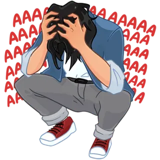 🗣 sad, stressed, emotional, distressed, anxious, man, person, cartoon telegram sticker