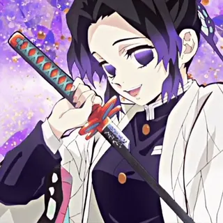 💜 Shinobu Kocho Demon Slayer Anime, Demon Slayer, Shinobu Kocho, Katana, Épée, Personnage whatsapp sticker