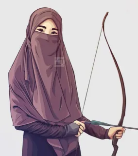 💘 Hiyab, Mujer, Arquera, Arco y flecha, Musulmana, Deporte whatsapp sticker