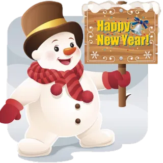 ☃ Happy New Year! pupazzo di neve, capodanno, inverno, festa, vacanze telegram sticker