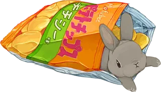 🐰 プチリン Hase, Chips, Essen, Snack, süß, Tier, Kaninchen whatsapp sticker