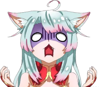 😱 애니메이션, 고양이 소녀, 충격, 귀, 귀여운, 놀란, 만화 telegram sticker