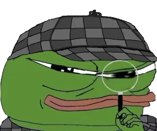 🏘 Pepe the Frog Meme, Frosch, Lupe, Detektiv, Pepe telegram sticker