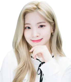 😊 Frau, Porträt, Person, blonde Haare, Lächeln, K-Pop, Dahyun telegram sticker