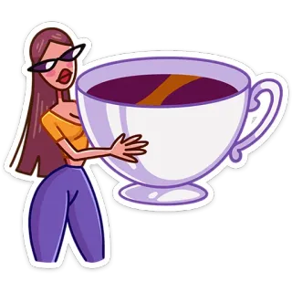 ☕️ мультфильм, женщина, кофе, чашка, иллюстрация, напиток whatsapp sticker