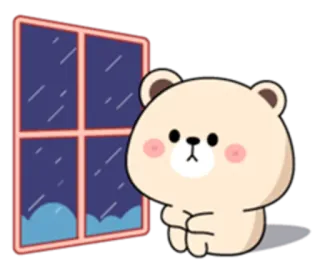 😆 곰, 귀여운, 창문, 슬픈, 만화, 동물 telegram sticker