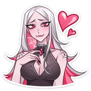 ❤️ Аниме девушка, Паук, Девушка-монстр, Сердце, Сексуальный, Милый, Наклейка whatsapp sticker