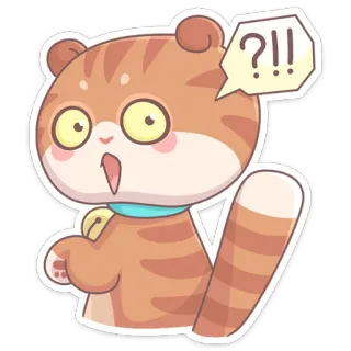❓ !!? кот, животное, милый, стикер, выражение, сюрприз, мультфильм, вопрос telegram sticker