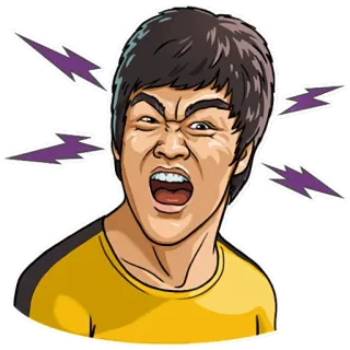 👹 Bruce Lee Bruce Lee, arts martiaux, combattant, en colère, éclair, karaté, kung fu whatsapp sticker
