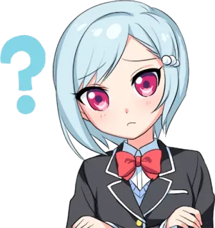 ❓ Anime, Vraag, Meisje, Verward, Schattig, Kawaii, Manga, Schooluniform telegram sticker