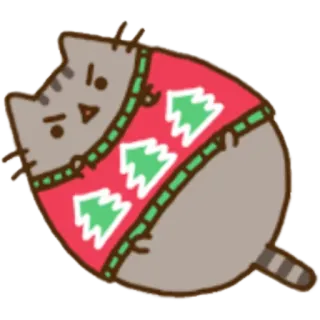 🌨 Pusheen 猫, pusheen, クリスマス, セーター, 木, 可愛い telegram sticker