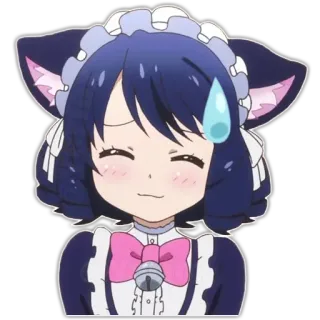 😅 Аниме, Девушка-кошка, Горничная, Милый, Капля пота, Каваи telegram sticker