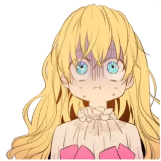 😰 anime, assustada, menina, cabelo loiro, olhos grandes whatsapp sticker