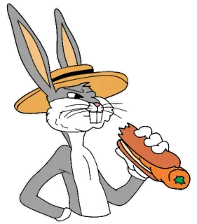 🥖 Bugs Bunny Looney Tunes dibujo animado, conejo, zanahoria, sombrero telegram sticker